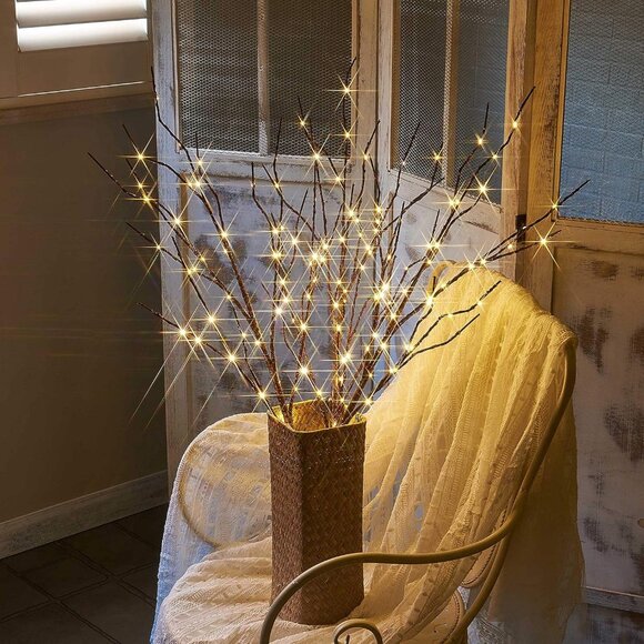 New 30" Lighted Brown Willow Branches, 150 LED Tree Lights with Timer for Decor - Picture 5 of 8